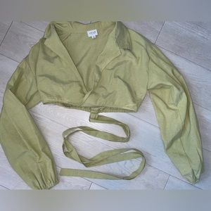 LeLis Collection Long Sleeve Linen Crop Top